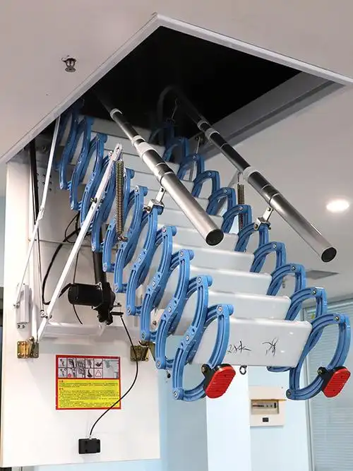 阁楼伸缩楼梯全自动电动家用室内隐藏复试别墅折叠楼梯室内升降梯