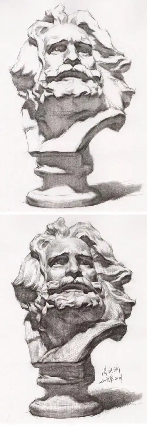 素描石膏头像临摹素材,素描石膏像的明暗关系及刻画