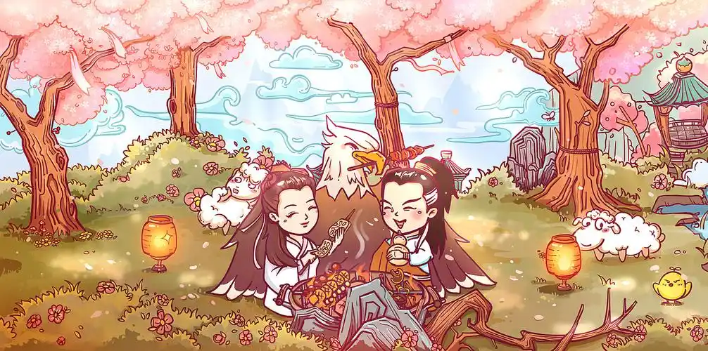 q版神雕侠侣之风陵渡墙绘