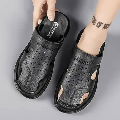 皮凉鞋男款2022新款两用包头开车室外潮流沙滩洞洞外穿个性凉拖鞋