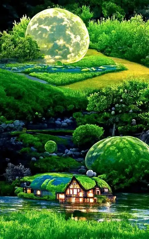 这座小屋的外墙采用了深绿色和青铜色的搭配,显得古