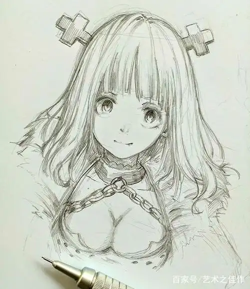 铅笔手绘,可爱的动漫小姐姐,喜欢的抱走