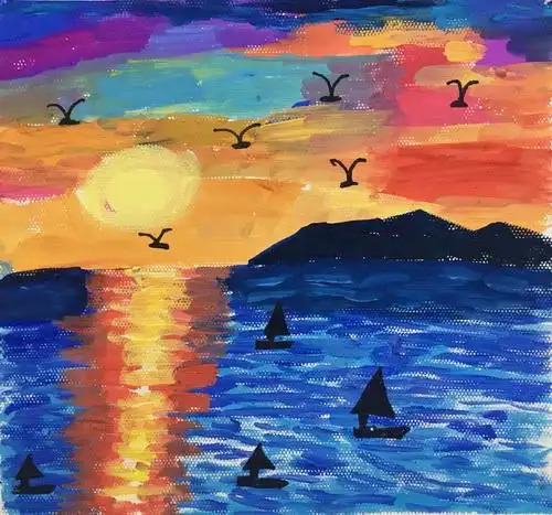 作品名称:落日余晖作者姓名: 蒋宜轩作者年龄:6作品类别: 水粉奖