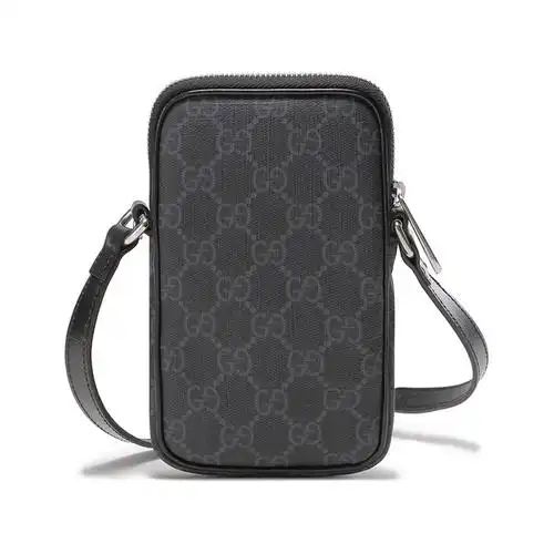 古驰gucci男士帆布配皮迷你单肩斜挎包手机包带小包70095992tcf