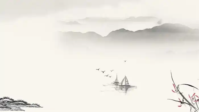 七张古典水墨梅花竹子中国风ppt背景图片