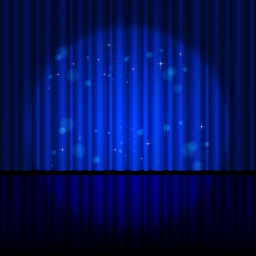 蓝色魔术表演舞台矢量背景