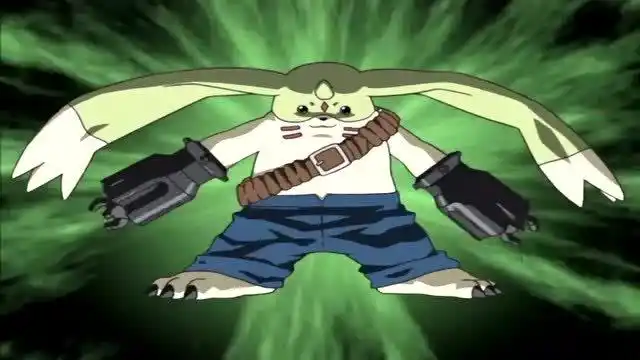 数码宝贝:大耳兽超燃进化!手里的武器太炫酷了!