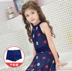 幼儿童拼色游泳裤小朋友沙滩儿童泳衣女童分体大码游泳衣四角动漫