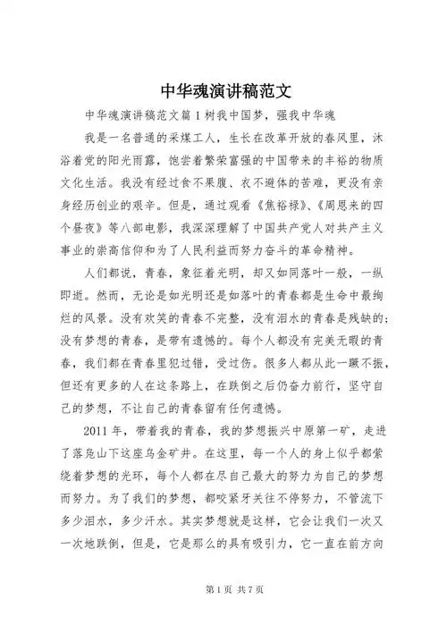 中华魂演讲稿范文 (2).docx