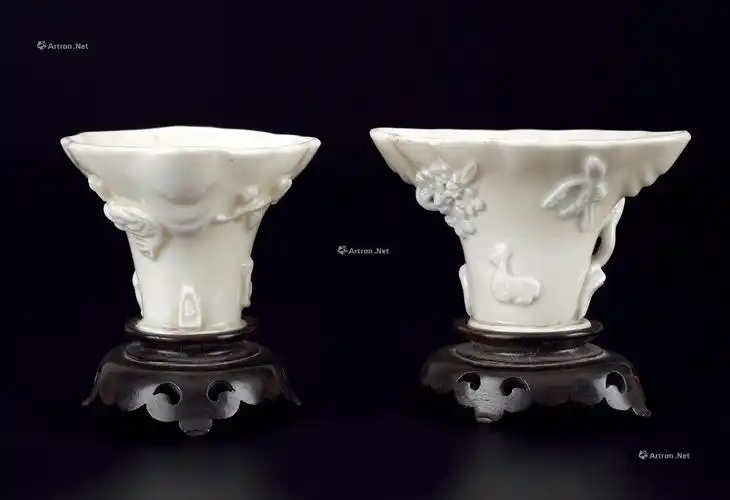 【清 德化窑堆帖梅花杯 (一对)】拍卖品_图片_价格_鉴赏_清代单色釉