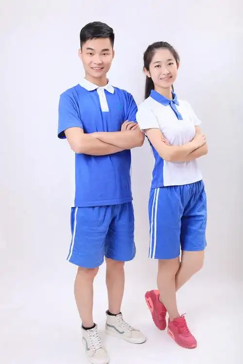 深圳中学生校服,莎臣豹校服,女中学生夏季短袖运动服 短裤 140cm