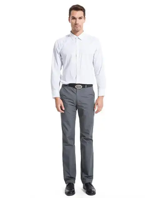 灰/白色简约斯文长袖衬衫