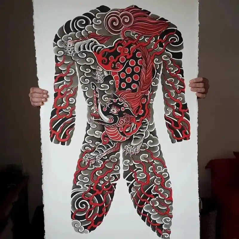 日式满背纹身手稿 82上海至尊堂刺青 为您打造皮肤上的奢侈品 82