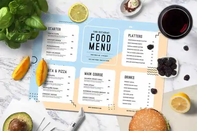 简约风格夏天餐厅菜单设计模板 summer food menu