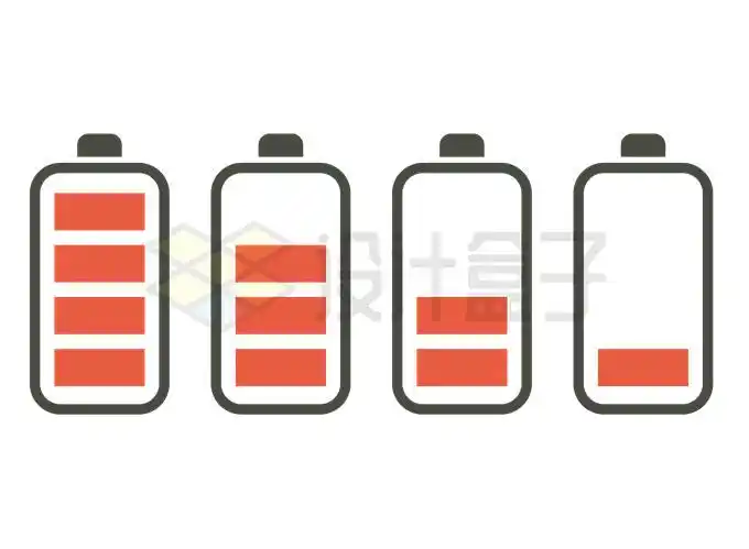 空心电池红色电量显示图标4247137矢量图片免抠素材