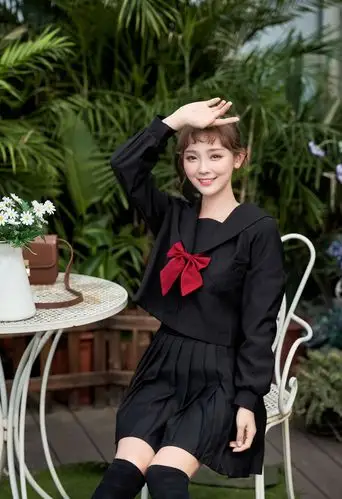 黑无本日系jk制服正统水手服软妹清新学生校班服长袖套装