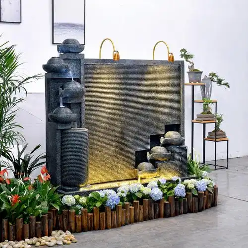 大型欧式水幕墙流水墙 风水招财花园庭院装饰喷泉墙屏风隔断装饰