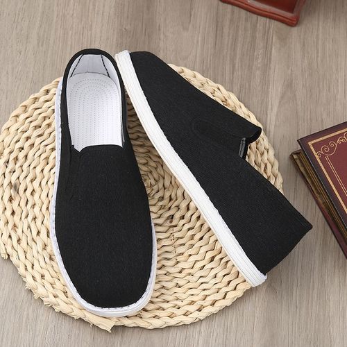 老北京布鞋男手工纳底布鞋千层底布鞋吸汗轻便透气工作鞋黑布鞋 黑色