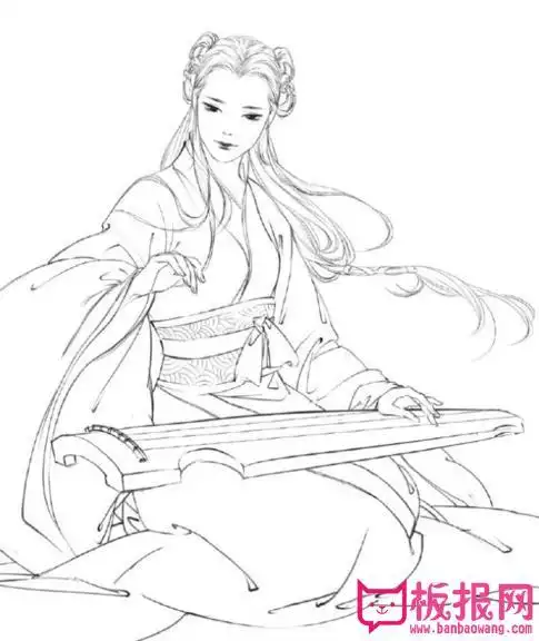 原创作品林黛玉和贾宝玉-铅笔画古代少女古装简笔画 古代人物简笔画