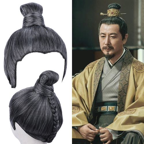 古风影视演出造型明制男款发型古装汉服老者整顶假发-824深花白