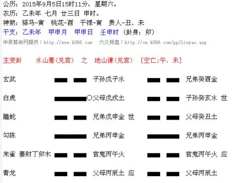 六爻起水山蹇变地山谦,求财运.