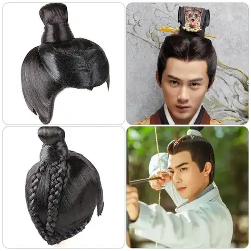 假发古装男整顶发套短发发髻男士古风秦汉唐朝日常整顶假发