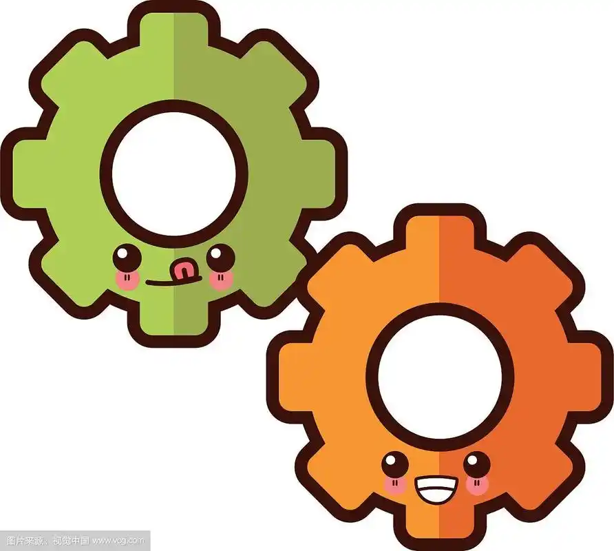 齿轮机械零件可爱可爱的卡通