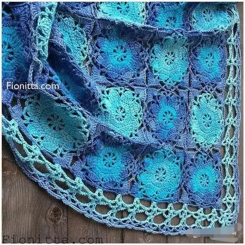 钩针拼花三角披肩围巾图解感谢分享