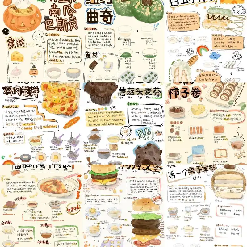 手绘食谱合集.#手绘菜单 #每日美食分享 #美食vlog # - 抖音