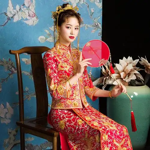 秀禾服新娘2020新款春夏龙凤褂中式婚纱结婚礼服古装嫁衣敬酒旗袍