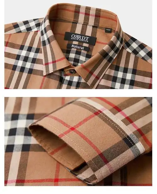 澳林丹顿orrdt长袖衬衫奢侈品男装春秋新款拼色格纹时尚休闲修身衬衣