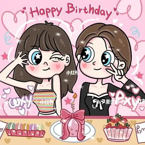 闺蜜生日送的卡通画也太可爱了吧