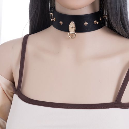 sm ko项圈定制刻字人用牵引女生女m订制手工外出皮质可调节k9 蛇皮