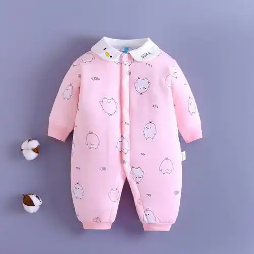 婴儿连体衣秋冬季夹棉保暖棉衣新生婴儿衣服纯棉男女宝宝中厚哈衣企鹅
