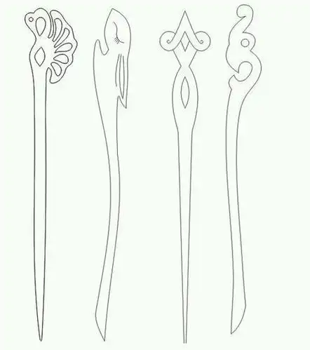 简笔画古代公主发钗