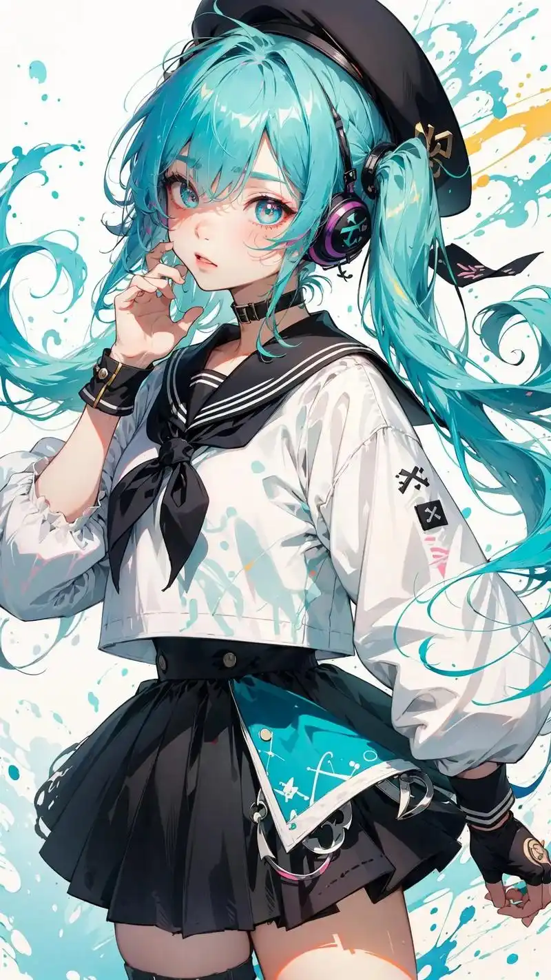 ai壁纸双马尾水手服少女,确实关键词里没有初音未来 #二次元