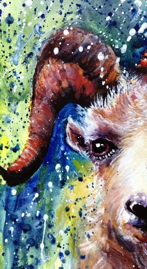 泼洒系列——《盘羊》(羊年)