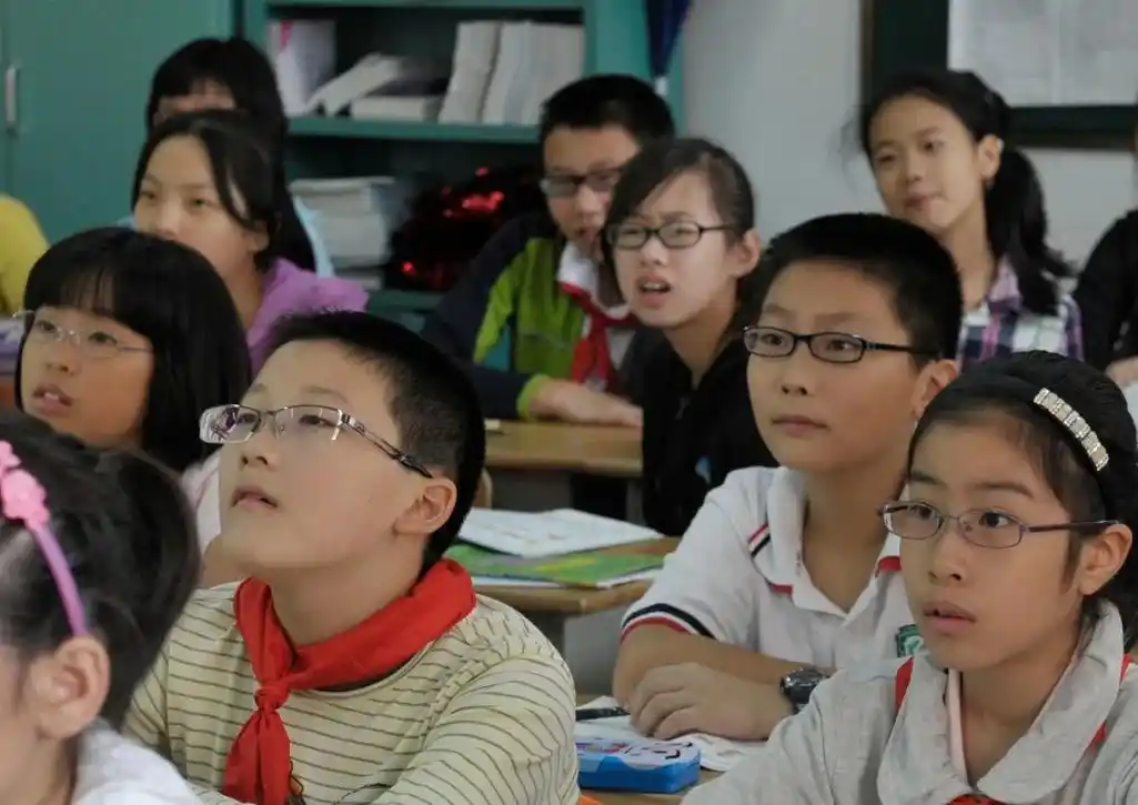 南京一所小学课堂上戴眼镜上课的小学生.图/视觉中国