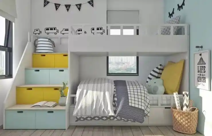 要二胎家里双胞胎你家的儿童双人房其实可以这样设计