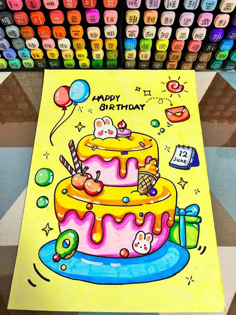 【日常手绘分享】生日主题|马克笔 你们要的生日主题画来了!