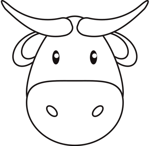 cow head outline illustration - 素材 - canva可画