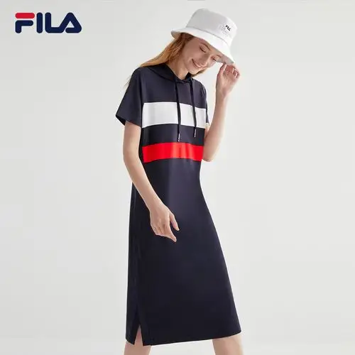 fila 斐乐官方 高圆圆同款运动连衣裙2020夏季新款休闲针织裙女裙