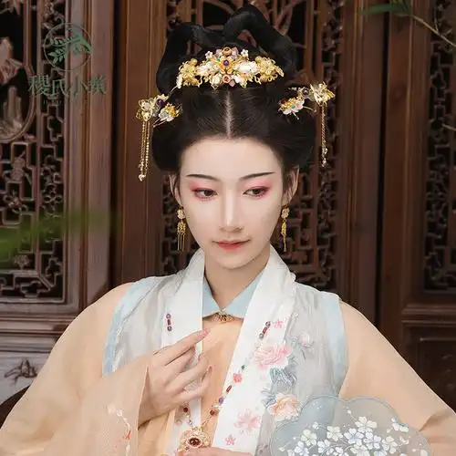 稷氏小筑 金缕曲 古风汉服发冠24k镀真金头饰华丽富贵发饰女