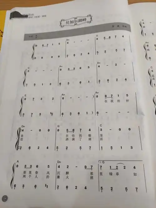 初学者c调贝加尔湖畔李健钢琴简谱版