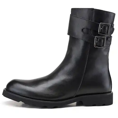 皮靴秋冬韩版潮流男士中筒靴子英伦真皮马丁时装靴