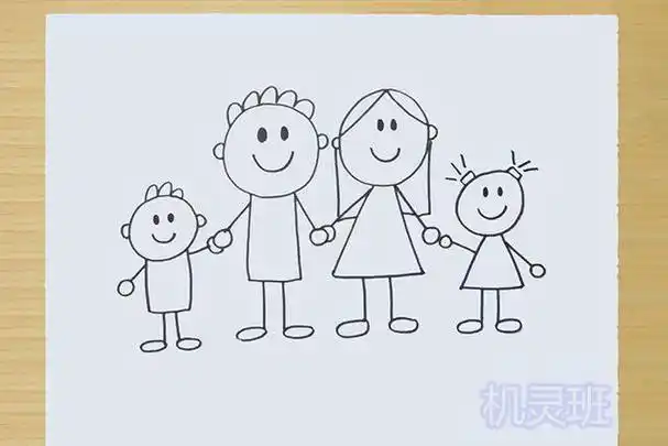 怎么简单画爸爸妈妈一家四口简笔画步骤图解