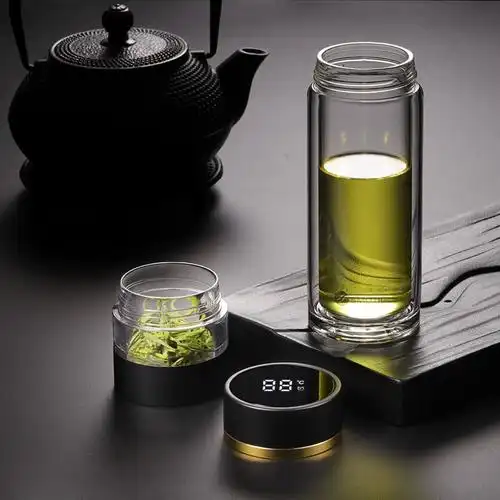水莫停茶水分离杯泡茶杯双层玻璃杯男士高档保温杯定制水杯子套装