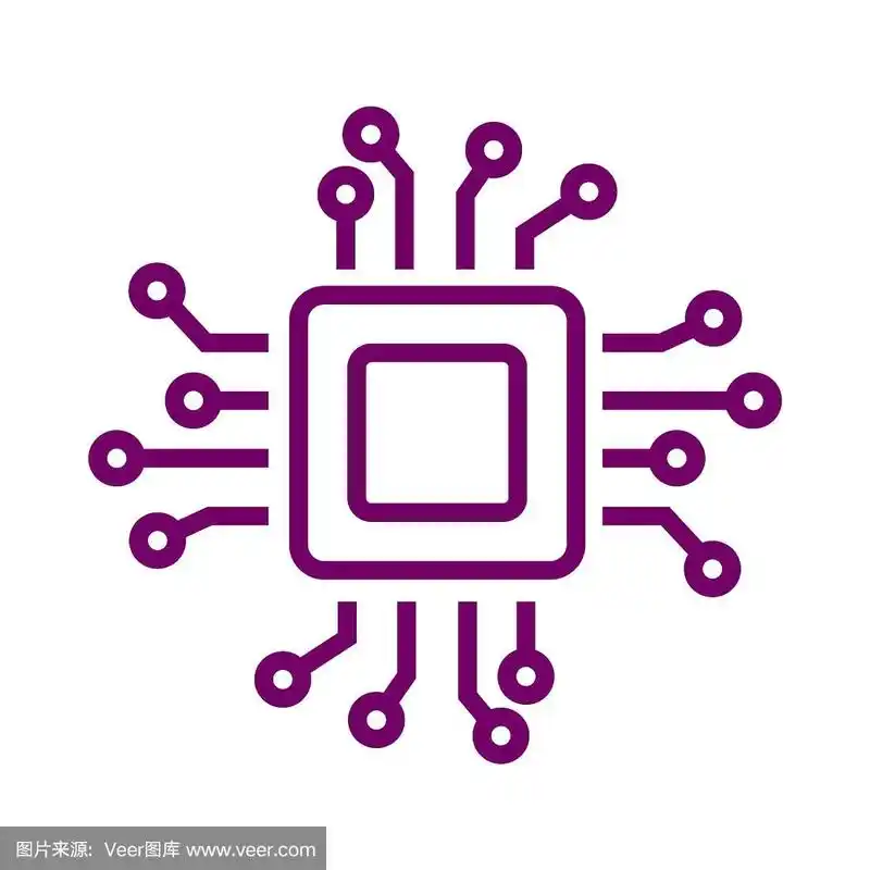微芯片线图标cpu中央处理单元