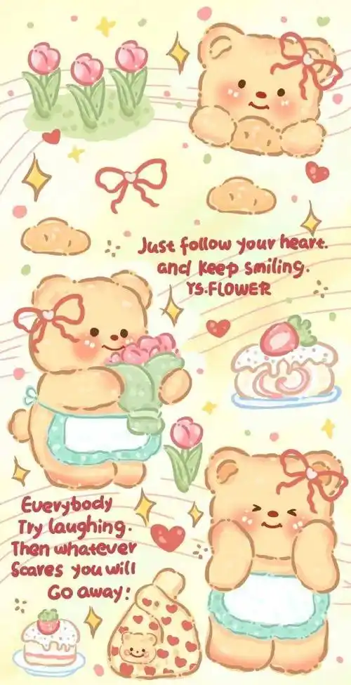 可爱 锁屏 主屏 套图手机壁纸_屏幕_开心_小熊