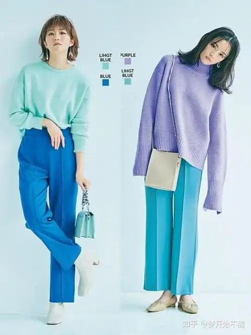 繁杂色彩组合服装搭配有个重要的原则,就是整体颜色不要超过三种.